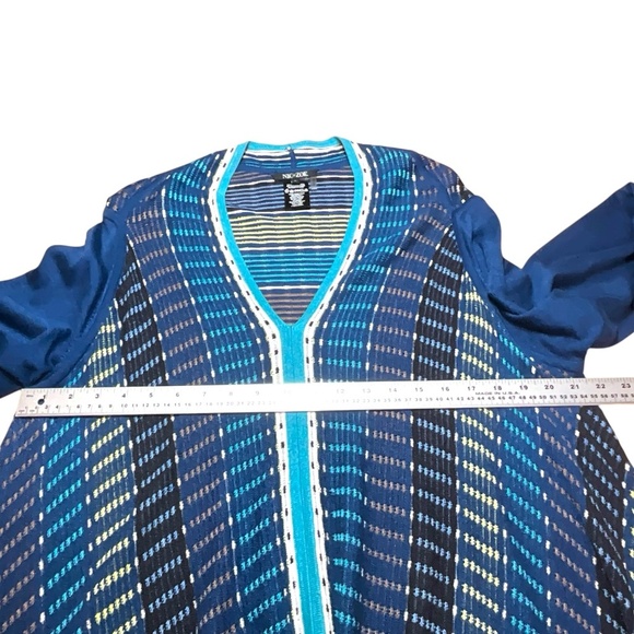 NIC + ZOE Cotton Blend Knit Sharkbite Hem Tunic / Mini Dress V-Neck Sweater Sz L - Picture 6 of 9